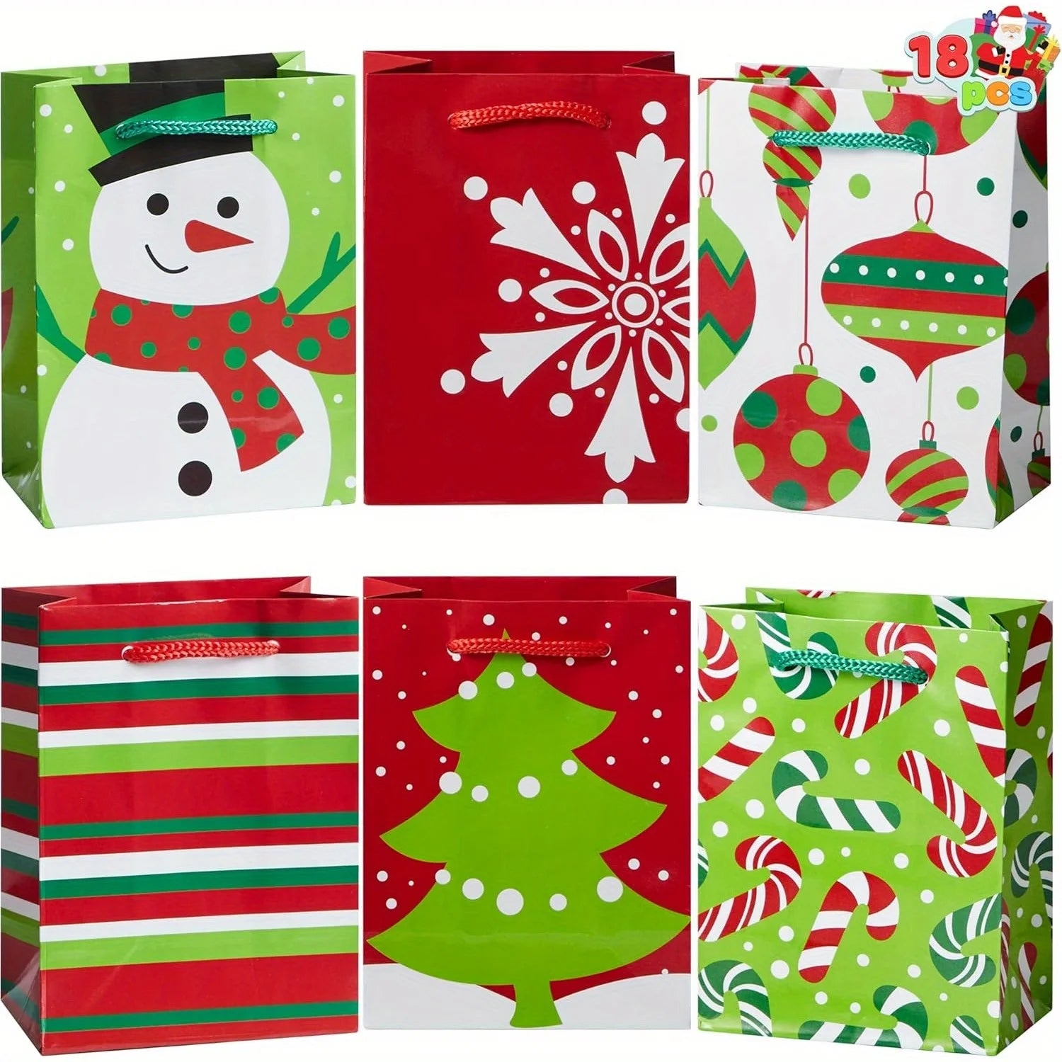 JOYFY 18 PCS Christmas Present Bags Holiday Goody Gift Treat Candy Wrapping Paper Bags for  Party Favors Size 4.3"X5.5"X2.5" - Cooky Kitchenware