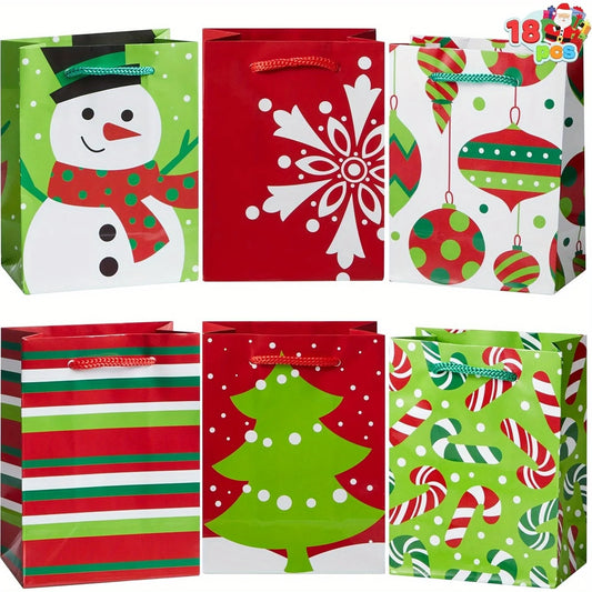 JOYFY 18 PCS Christmas Present Bags Holiday Goody Gift Treat Candy Wrapping Paper Bags for  Party Favors Size 4.3"X5.5"X2.5" - Cooky Kitchenware