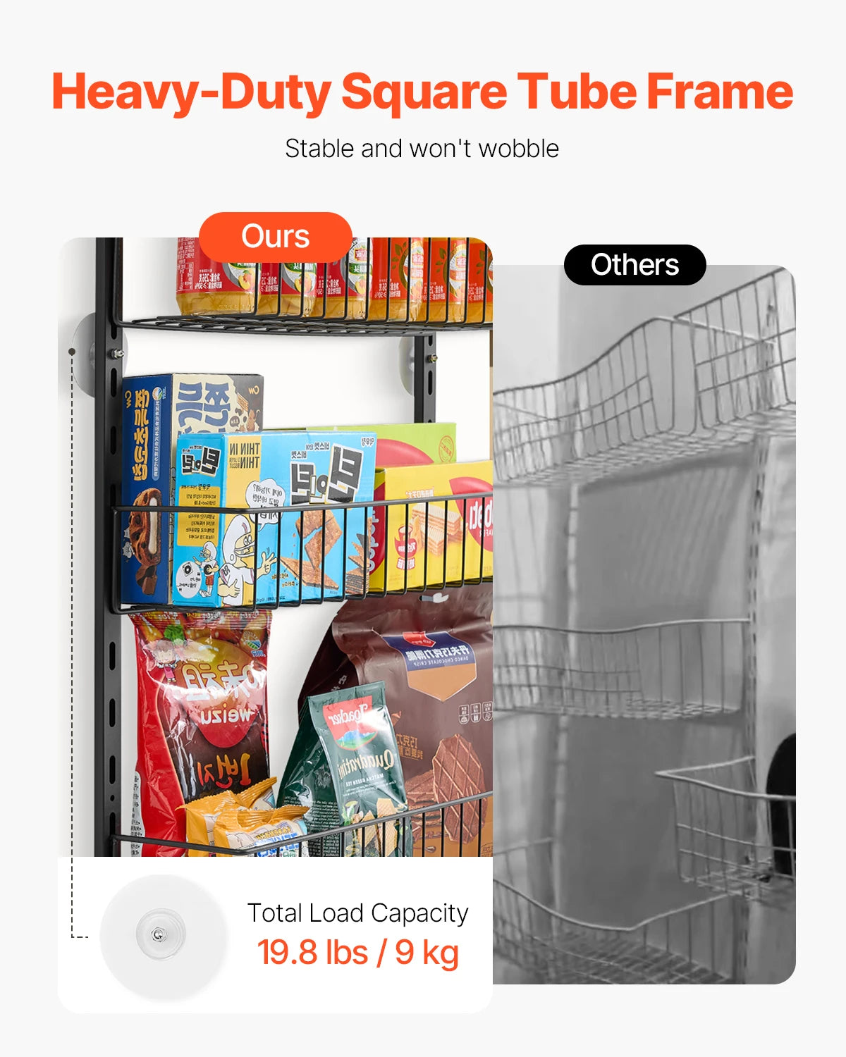 SucceBuy 6/8/9Tier Over the Door Pantry Organizer Heavy-Duty Steel Hanging Spice Rack Hanging Basket Wall Seasoning Shelves