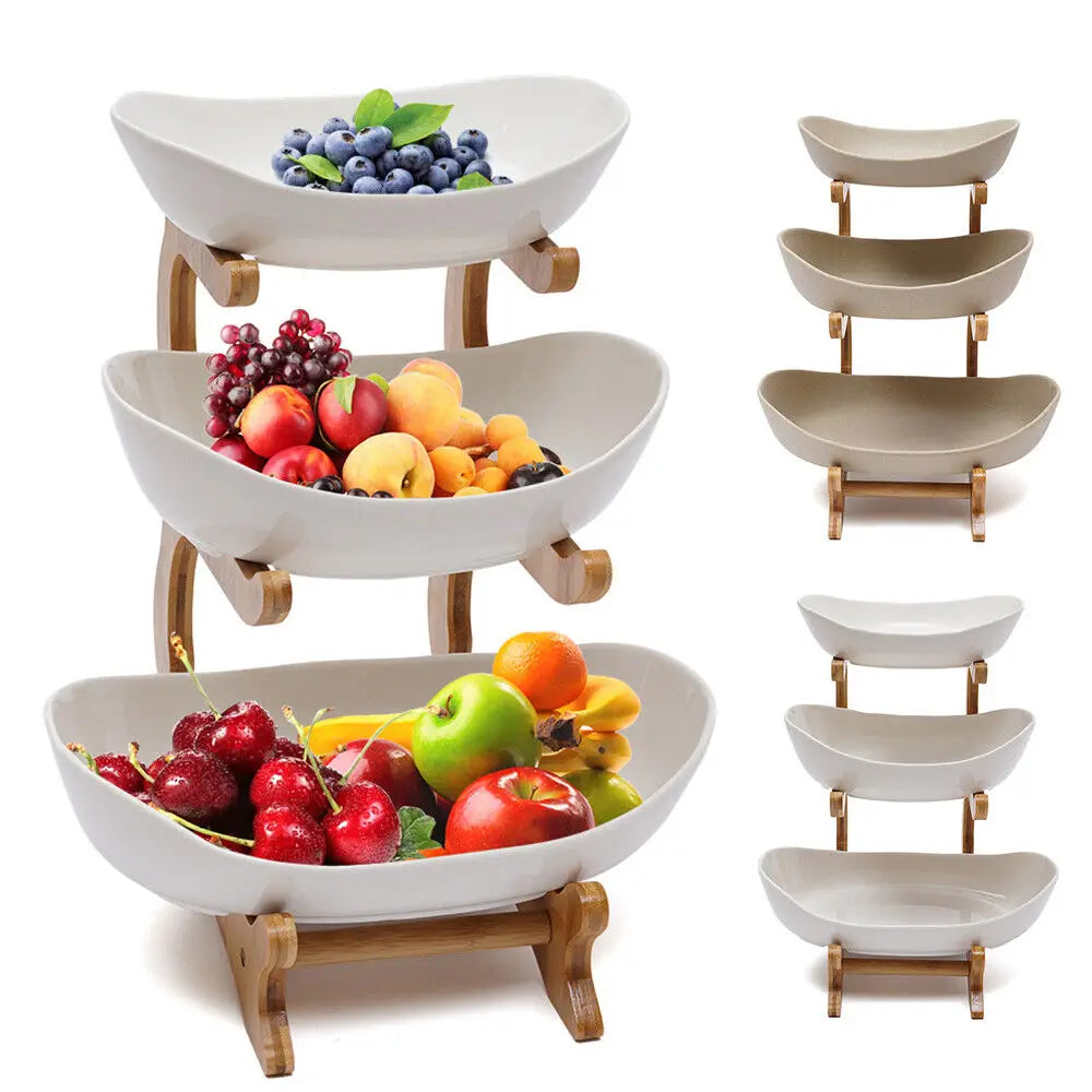 3 Layer Fruit Plate Home Living Room Plastic Snack Dish Creative Modern Dried Fruit Basket Candy Dish Cake Stand Salad Bowl - Cooky Kitchenware