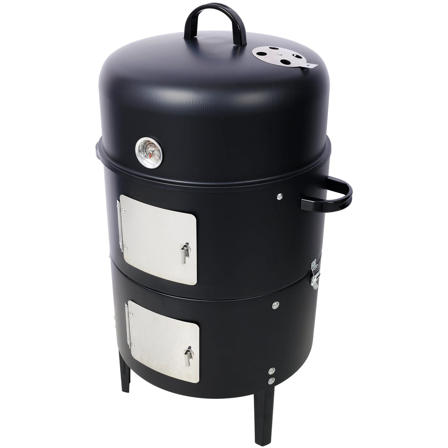17 Inch Steel Charcoal Smoker Heavy Duty Round BBQ Grill for Outdoor Cooking Black - Cooky Kitchenware