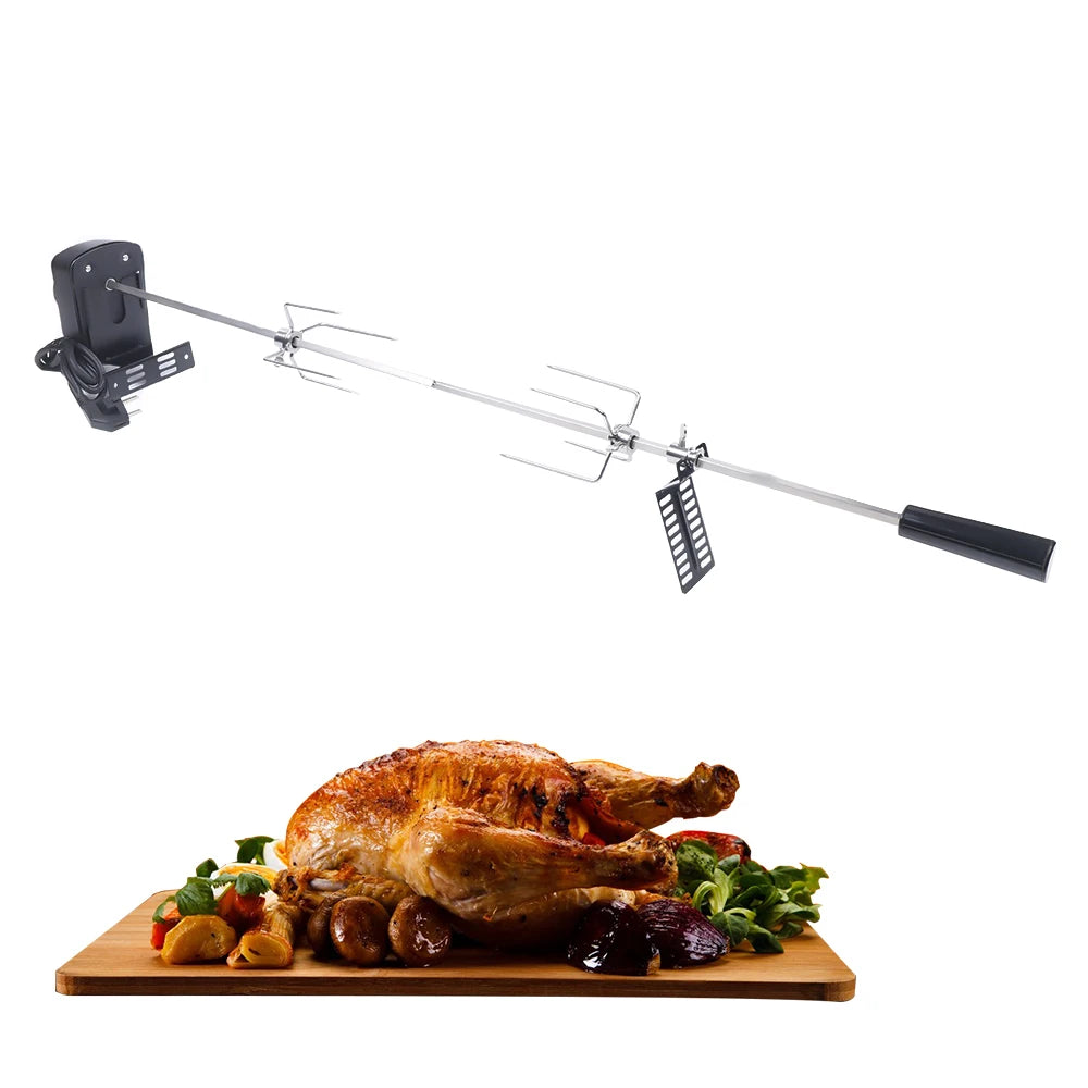 New Electric BBQ Grill Spit Roaster w/ 120 cm long cableRod Outdoor Barbecue Grilling Rotisserie Kit - Cooky Kitchenware