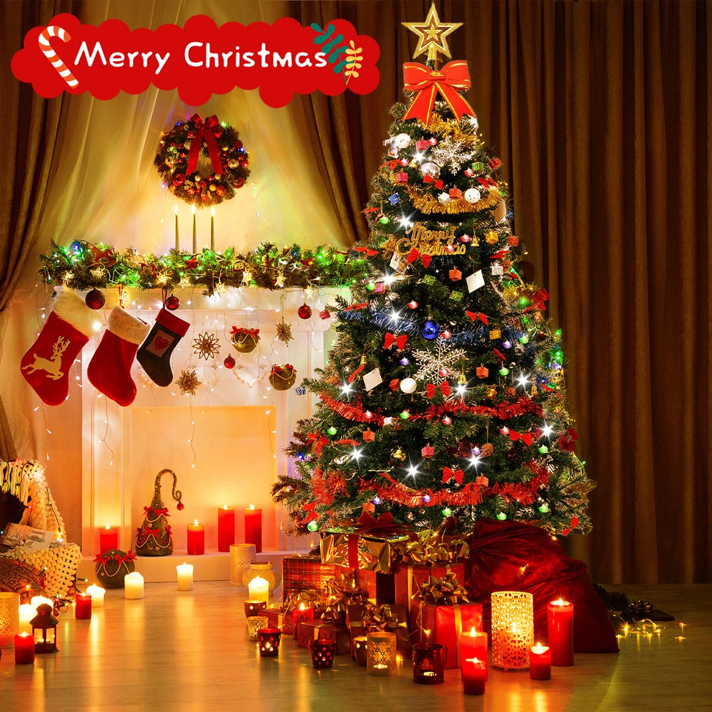 Artificial Christmas Tree Compact Space Saving Sturdy Base Easy Assembly Durable Plastic Green Leaves Holiday Decorations