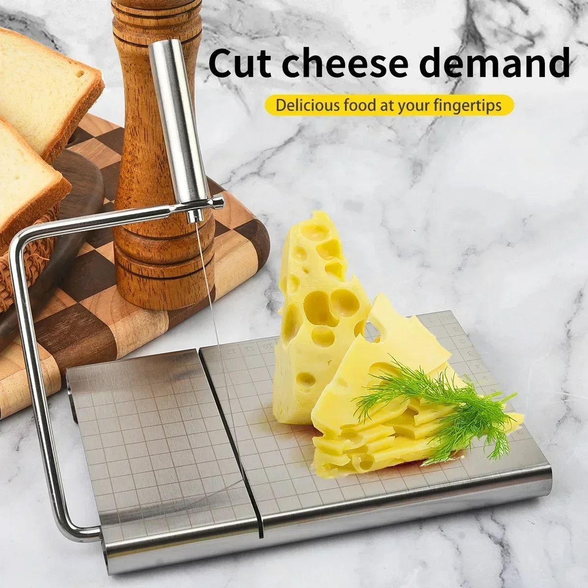 Cheese and Butter Slicers with Wire Cheese Adjustable Cheese Cutter Board 5pcs Replacement Stainless Steel Cutting Wire - Cooky Kitchenware