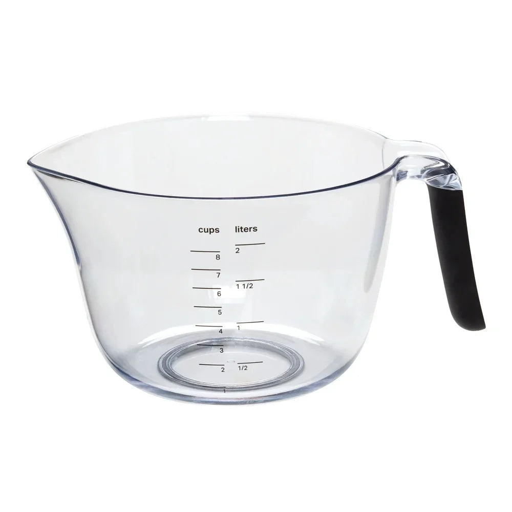 Universal 8 Cup Clear Plastic Batter Mixing Bowl Black Handle