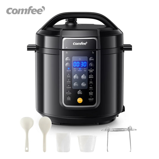 COMFEE’ 6 Quart 9-in-1 Electric Pressure Cooker 13 Presets Instant Multi Cooker Olla de Presion Slow Rice Cooker Non-Stick Pot - Cooky Kitchenware