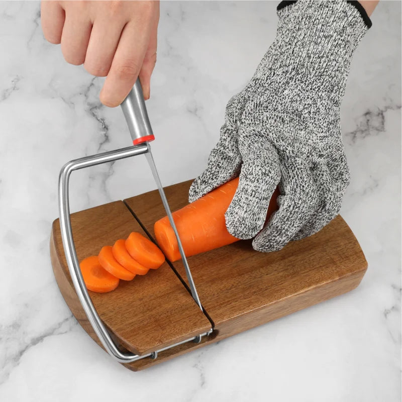 Cheese Slicer Board 9.2x8.4 Inches Wire Cheese Slicer Hardwood Cutting Accessories Multifunctional Kitchen Tools Rust-Proof