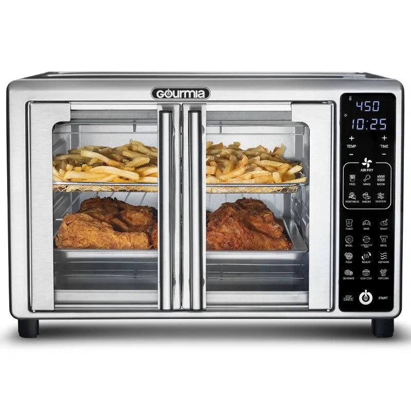 Gourmia 1700W Digital Oven Air Fryer, Multi-Mode One-Touch Preset, 24L, Stainless Steel, 6 Slices - Cooky Kitchenware
