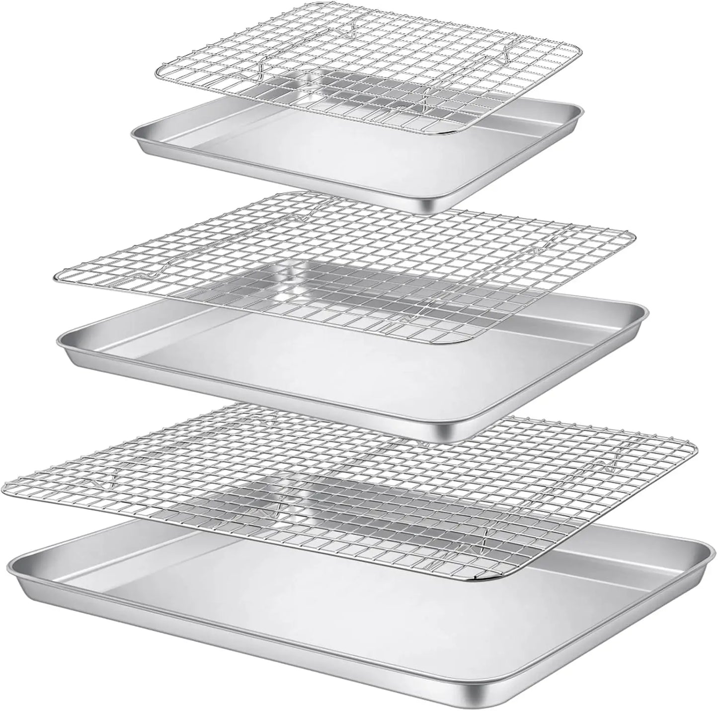 Baking Sheet And Ra Set, Stainl Steel Cookie Sheets Oven Baking Pans Trays With Cooling Racks For Cooking & Roasting, - Cooky Kitchenware