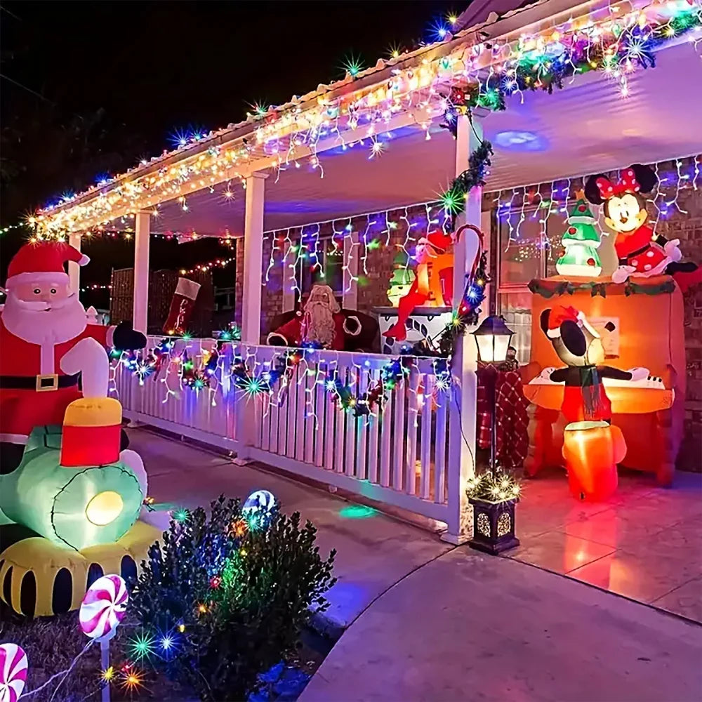 NEW 2024 Christmas Decorations Lights Solar Icicle Curtain Lights 8 Modes Outdoor Waterproof Garden Party New Year Decoration - Cooky Kitchenware