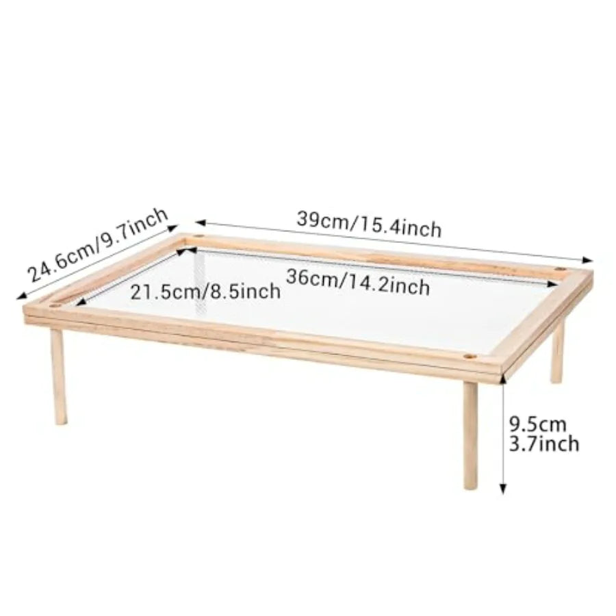 Set of 2 Stackable Wood Pasta Herb Drying Rack Food Dryer Stand with Net for Drying Seeds Herb Bud in Kitchen Garden and Outdoo