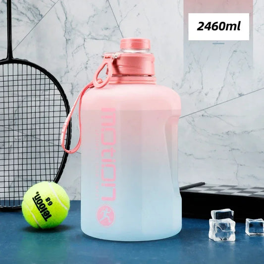 2L Sports Water Bottle with Straw, Large Capacity Gradient Kettle, Portable Plastic for Fitness & Outdoor