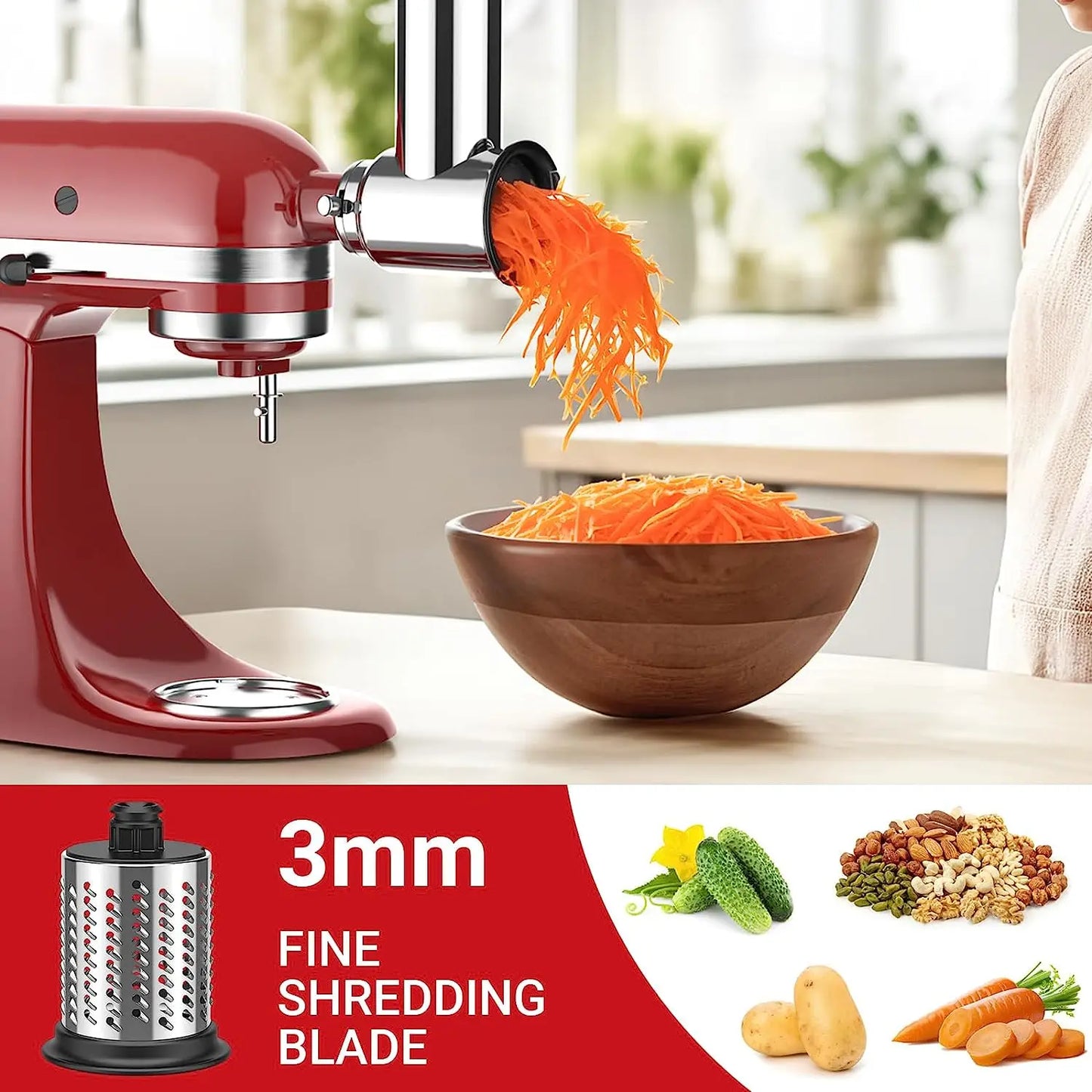2024 new Slicer/Shredder Attachment for KitchenAid Stand Mixers as Vegetable Chopper Accessory-Salad Maker  Kitchen Meat Grinder - Cooky Kitchenware