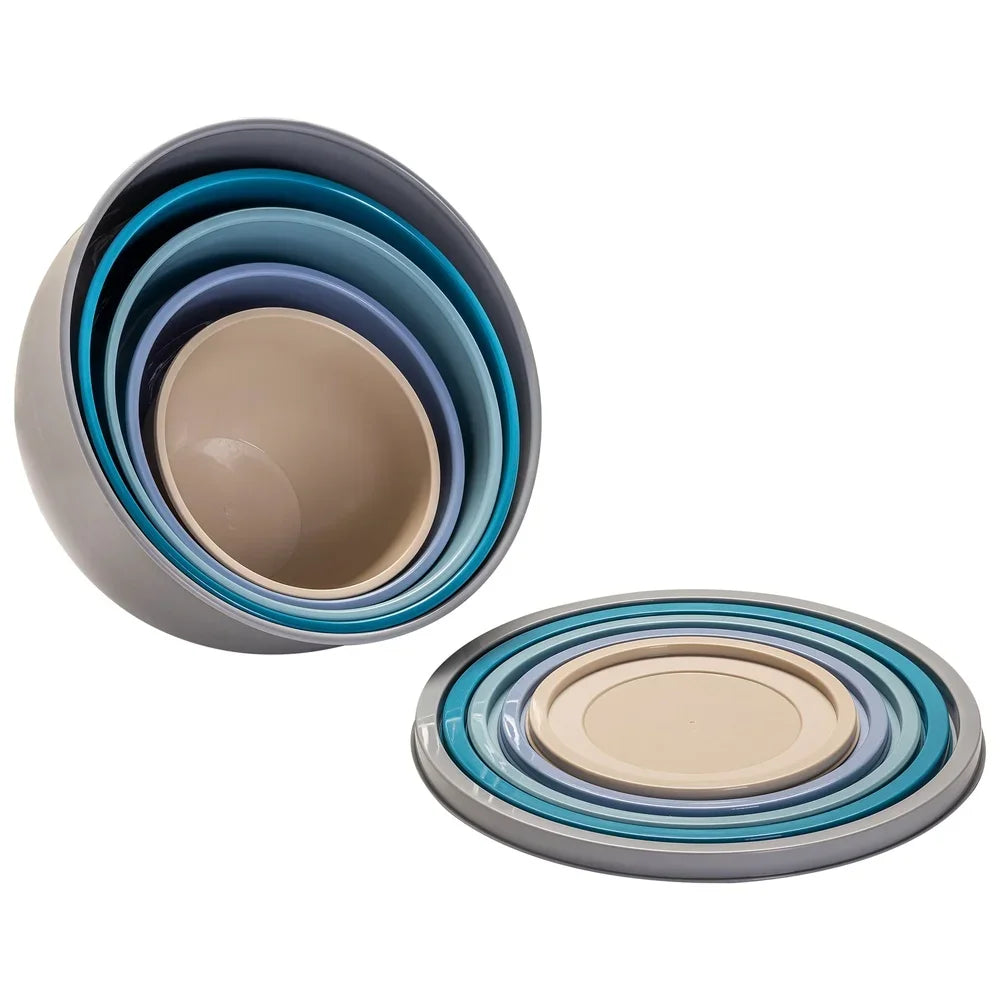 Nonslip Nesting Plastic Assorted Mixing Bowl Set with Lids 10 Pieces)