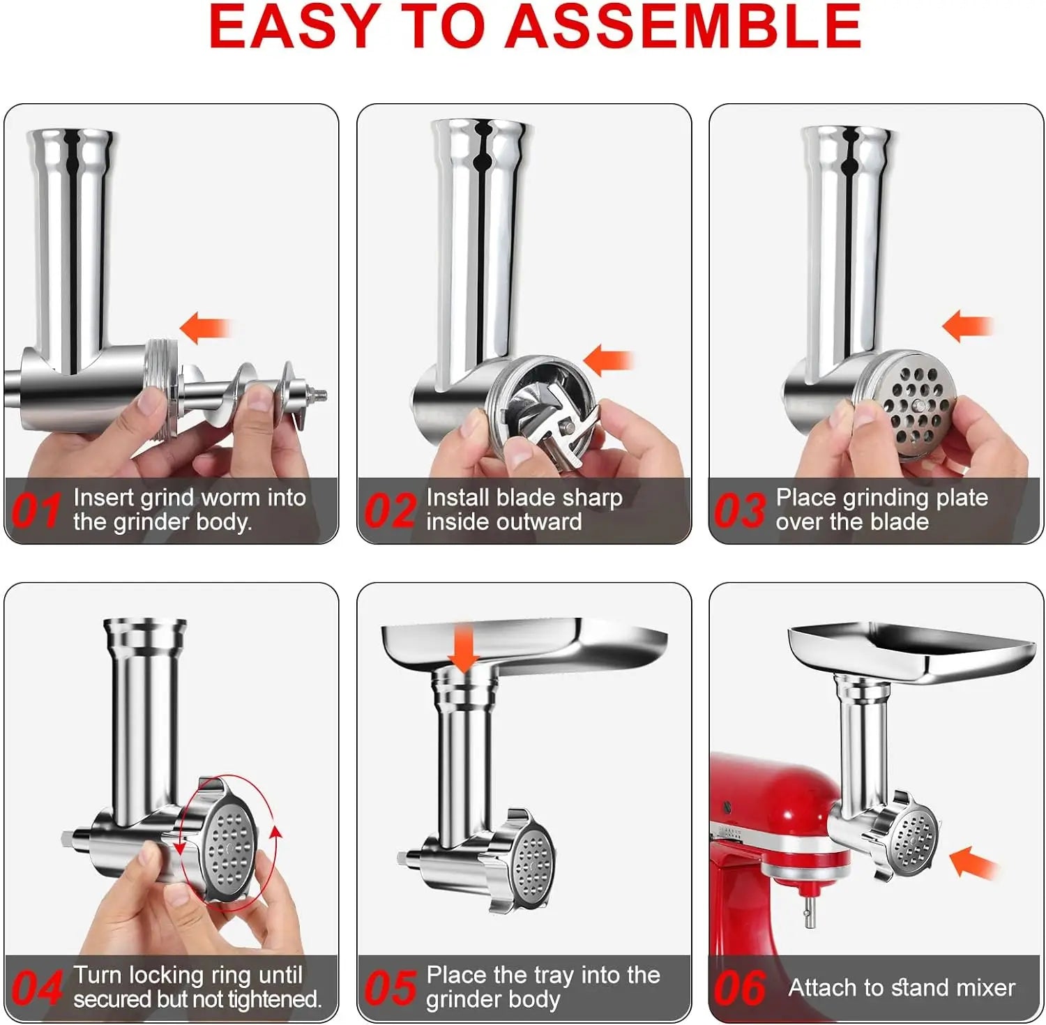 Metal Food Grinder Attachments for all KitchenAid chef and Cuisinart Stand Mixers SM-50 Series. Meat Grinders, Sausage Stuff - Cooky Kitchenware