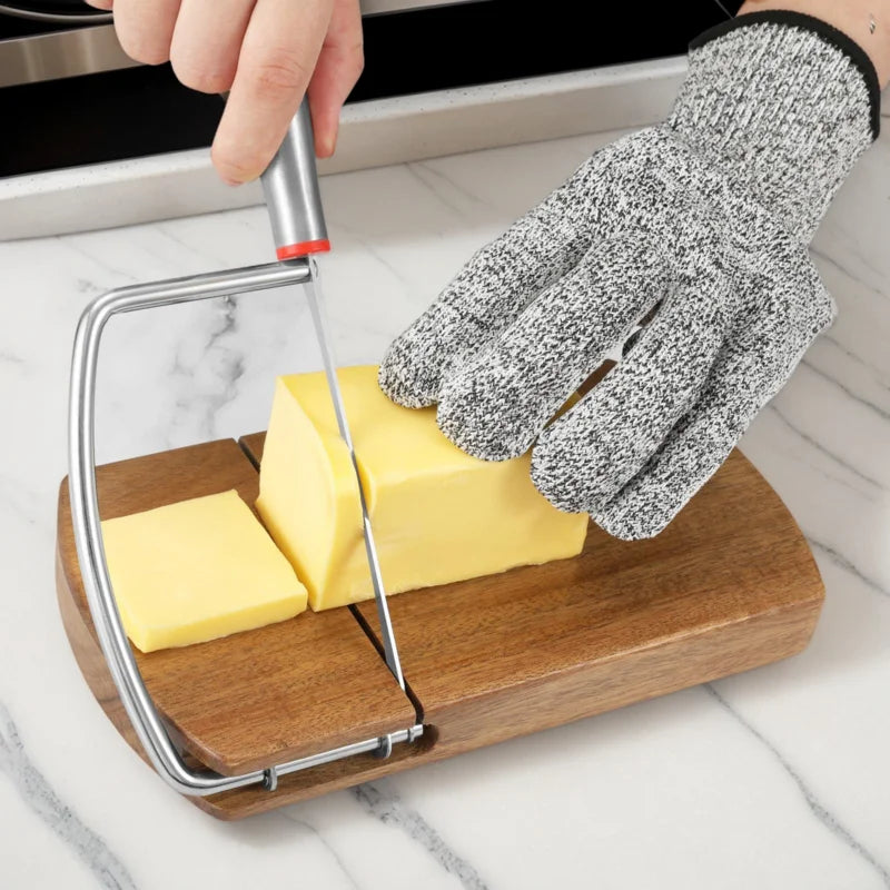 Cheese Slicer Board 9.2x8.4 Inches Wire Cheese Slicer Hardwood Cutting Accessories Multifunctional Kitchen Tools Rust-Proof
