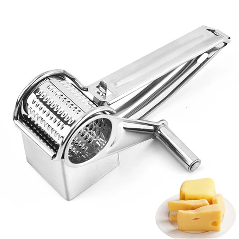 Handheld Stainless Steel Rotary Cheese Grater Kitchen Tool Garlic Carrot Cutter Slicer Shredder Grinder - Cooky Kitchenware