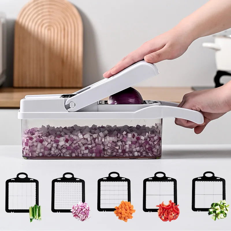 26 piece set of multifunctional vegetable slicer, household planer, kitchen cutting utensil, onion slicer, diced and diced - Cooky Kitchenware