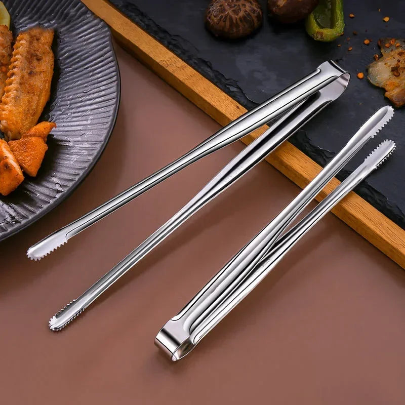 Stainless Steel Grill Tongs Food Clip BBQ Steak Clip Bread Tong Cooking Utensils Party Non-Slip Kitchen Gadgets Accessories - Cooky Kitchenware