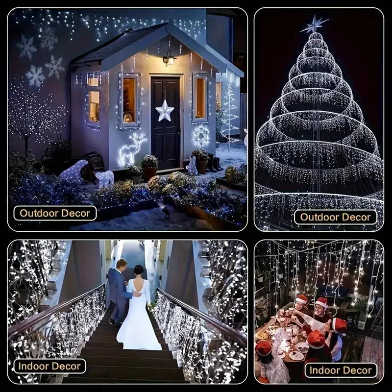 Solar LED Eaves Icicle String Lights 8 Lighting Modes Outdoor Waterproof Christmas Decorations Fairy Lights for Yard Garden - Cooky Kitchenware