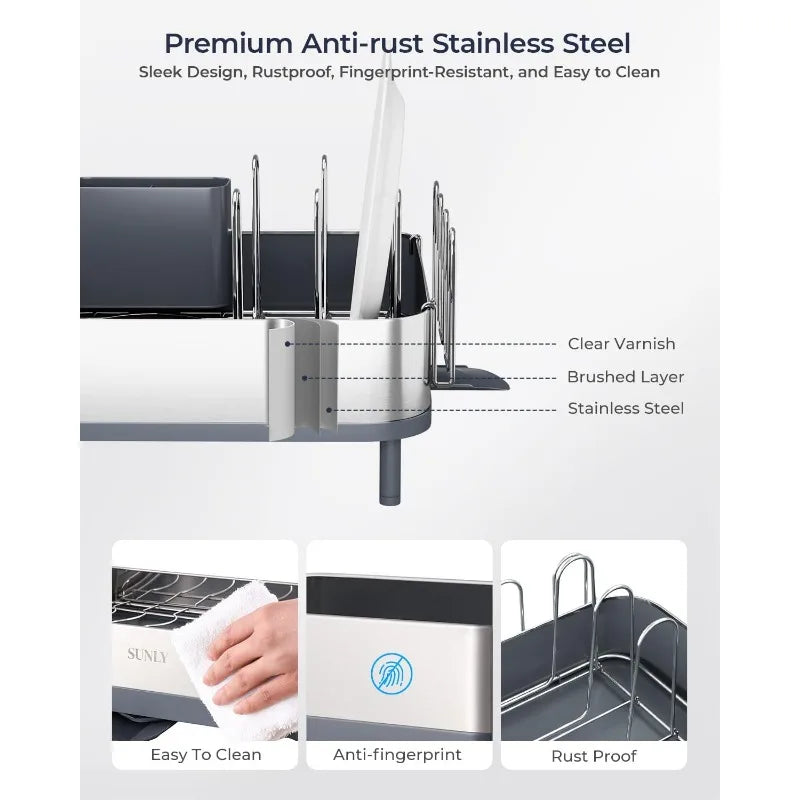 Expandable Dish Drying Rack, Multifunctional Holder for POTS and Pans, Space-saving Kitchen Drying Rack, Dish Holder for Kitchen - Cooky Kitchenware