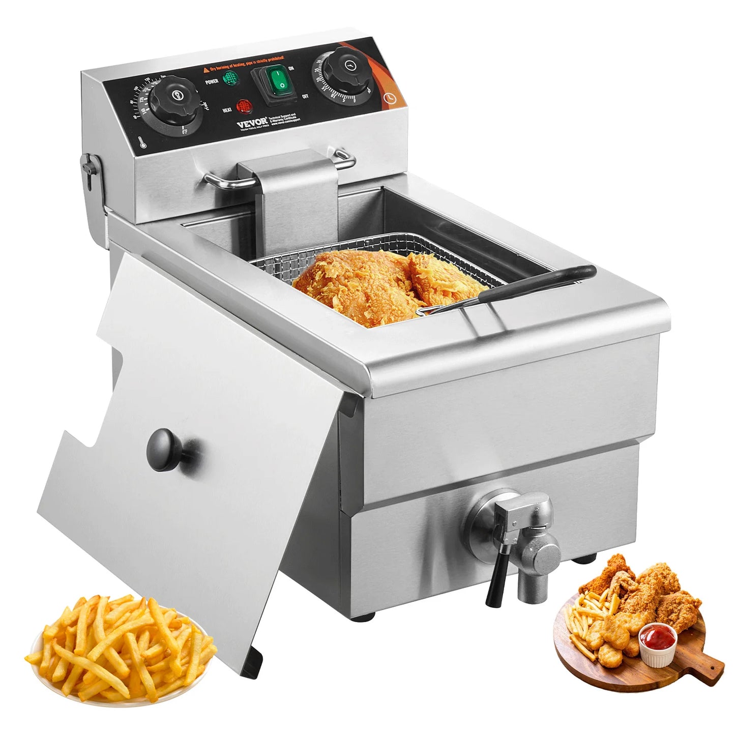 SucceBuy Countertop Deep Fryer Stainless Steel Time Control