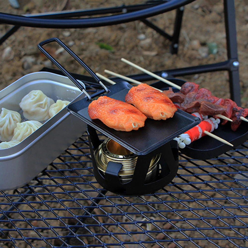 Rectangular Grill Pan with Detachable Handle Multi-Purpose Outdoor Camping Cookware - Cooky Kitchenware