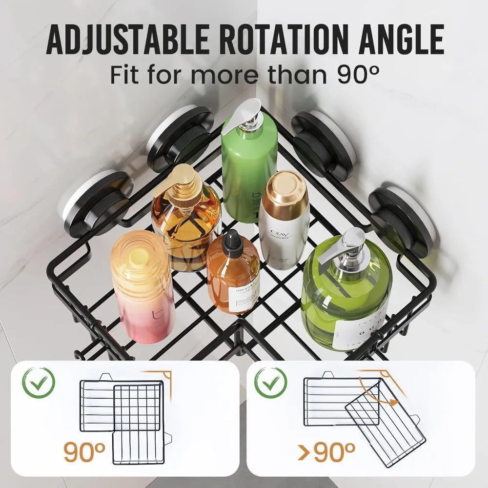 Shower Caddy Suction Cup , 2 Pack Shower Shelves for Inside Showers with Hooks, NO-Drilling Showers Organizer - Cooky Kitchenware