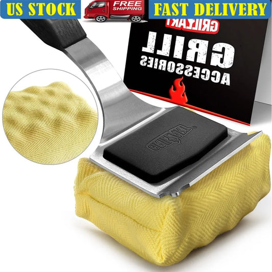 Bristle Free Grill Brush Replacement Head Efficient Cleaning Tool Cast Iron and Stainless Steel Grates Heavy Duty Scraper - Cooky Kitchenware
