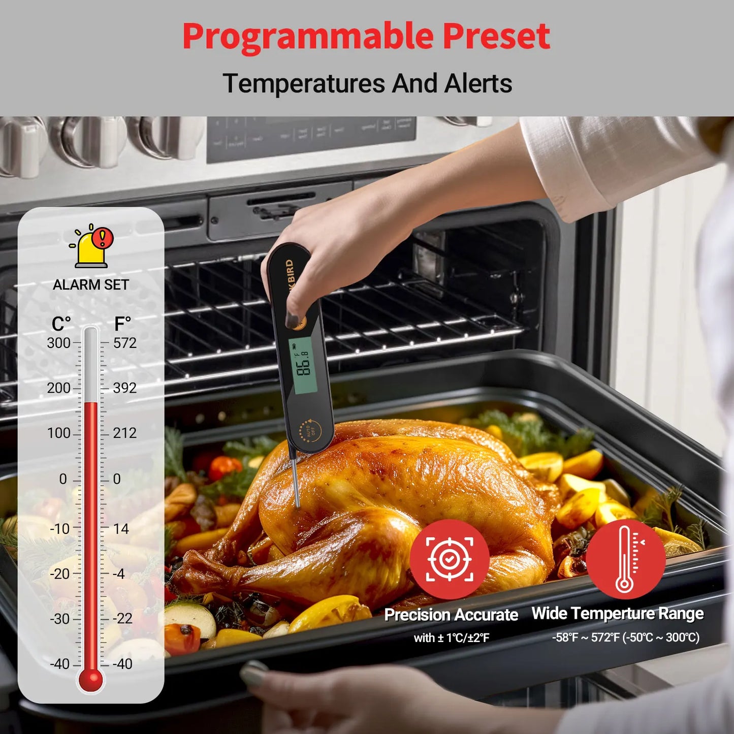 INKBIRD Waterproof Digital Meat Thermometer Backlight Folding Barbecue Kitchen Cooking Instant Readin Thermometer For Grilling - Cooky Kitchenware