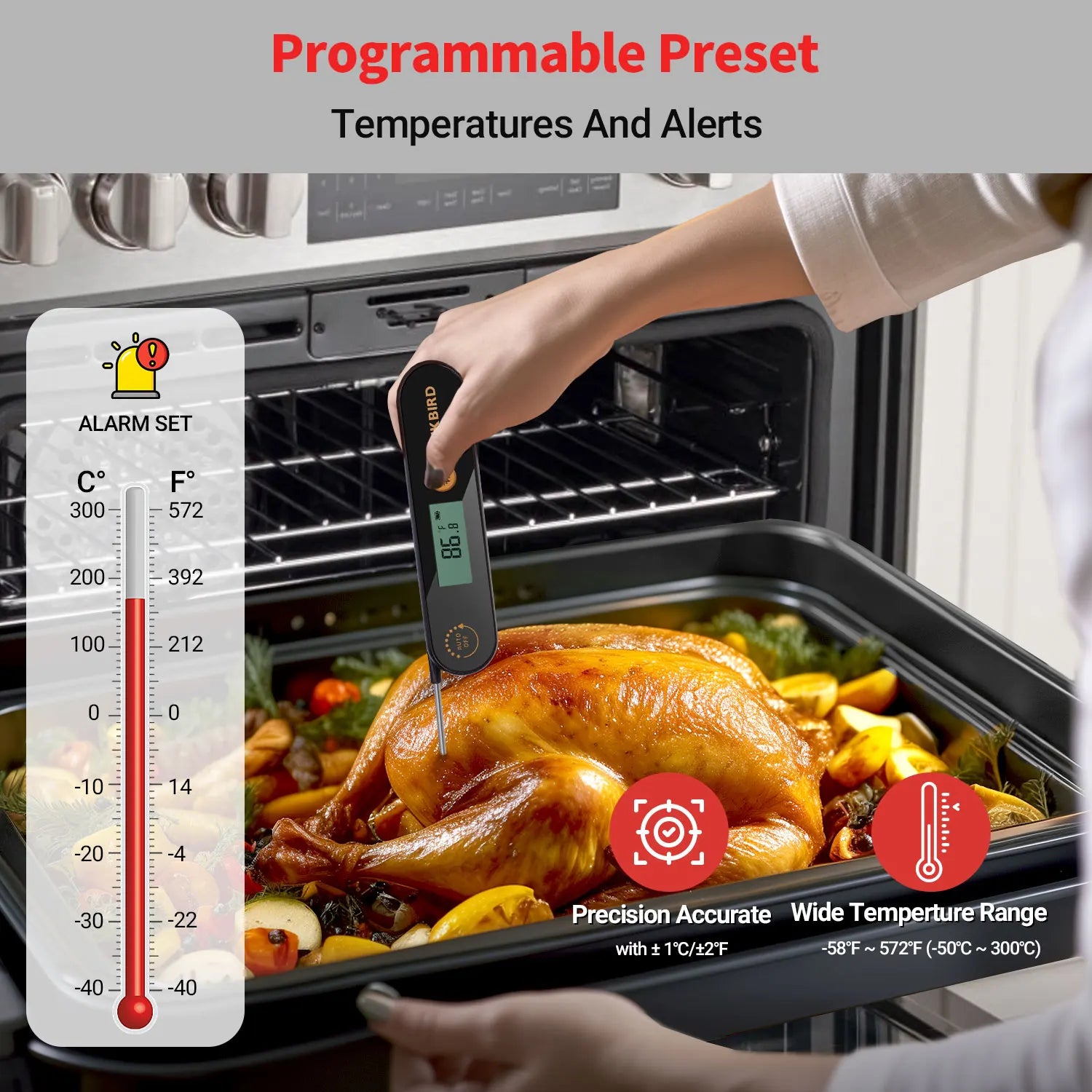 INKBIRD Waterproof Digital Meat Thermometer Backlight Folding Barbecue Kitchen Cooking Instant Readin Thermometer For Grilling - Cooky Kitchenware