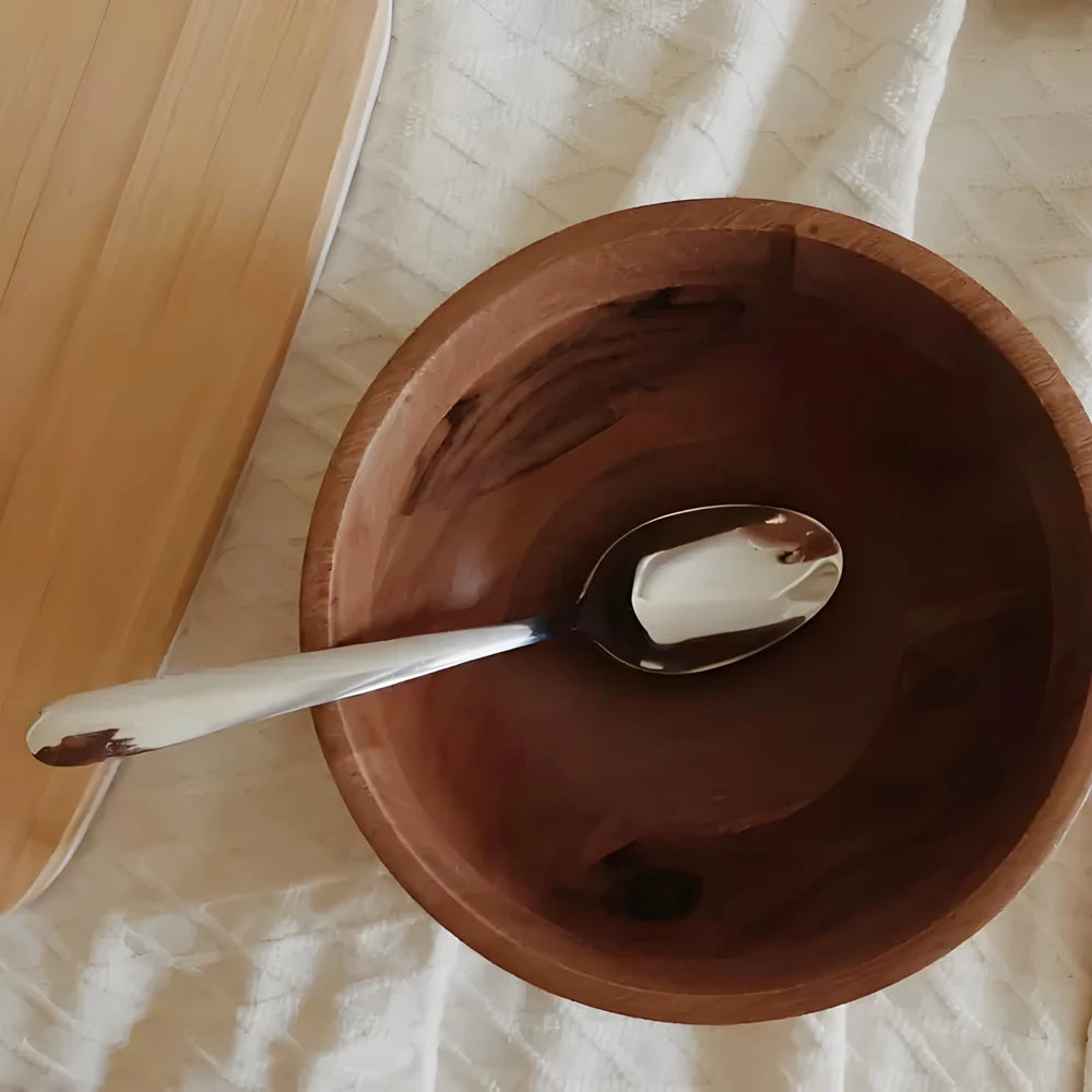 Wooden Salad Bowl 30 Ounces Round 7 Inch Serving Bowl