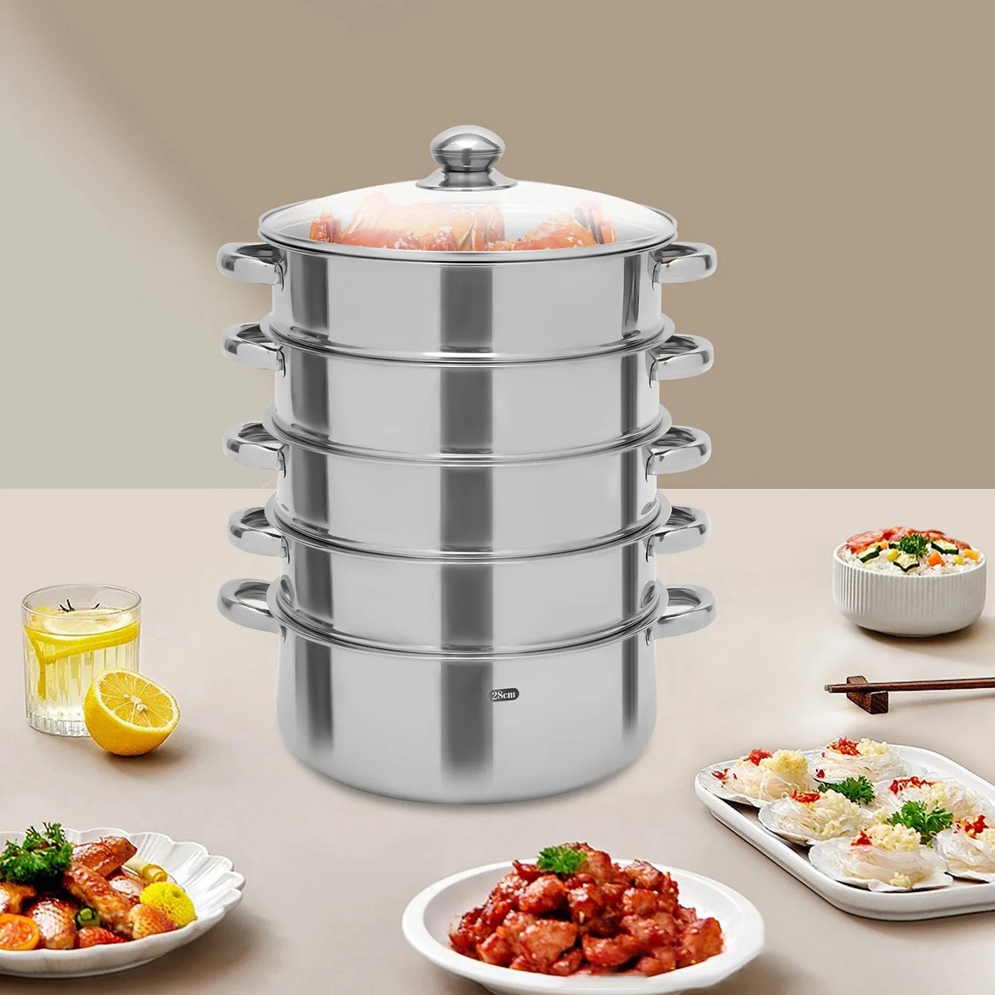 30cm 5-Tier  Multifunctional Stainless Steel Steamer Kitchen Cooking Steamer Durable And Easy-to-clean
