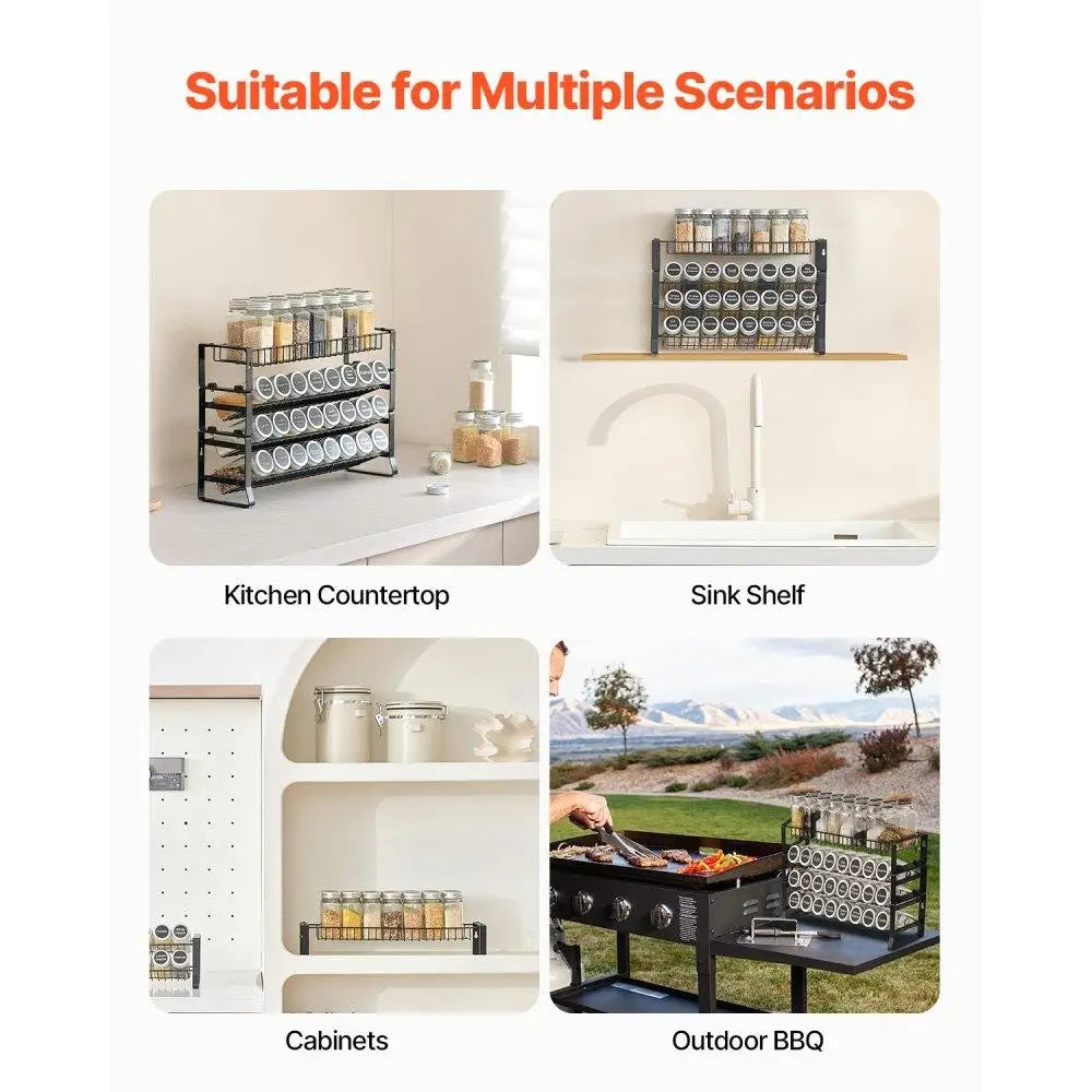 Spice Rack Organizer for Kitchen for cabinet and Countertop Seasoning Storage Organizer 18x11 inches