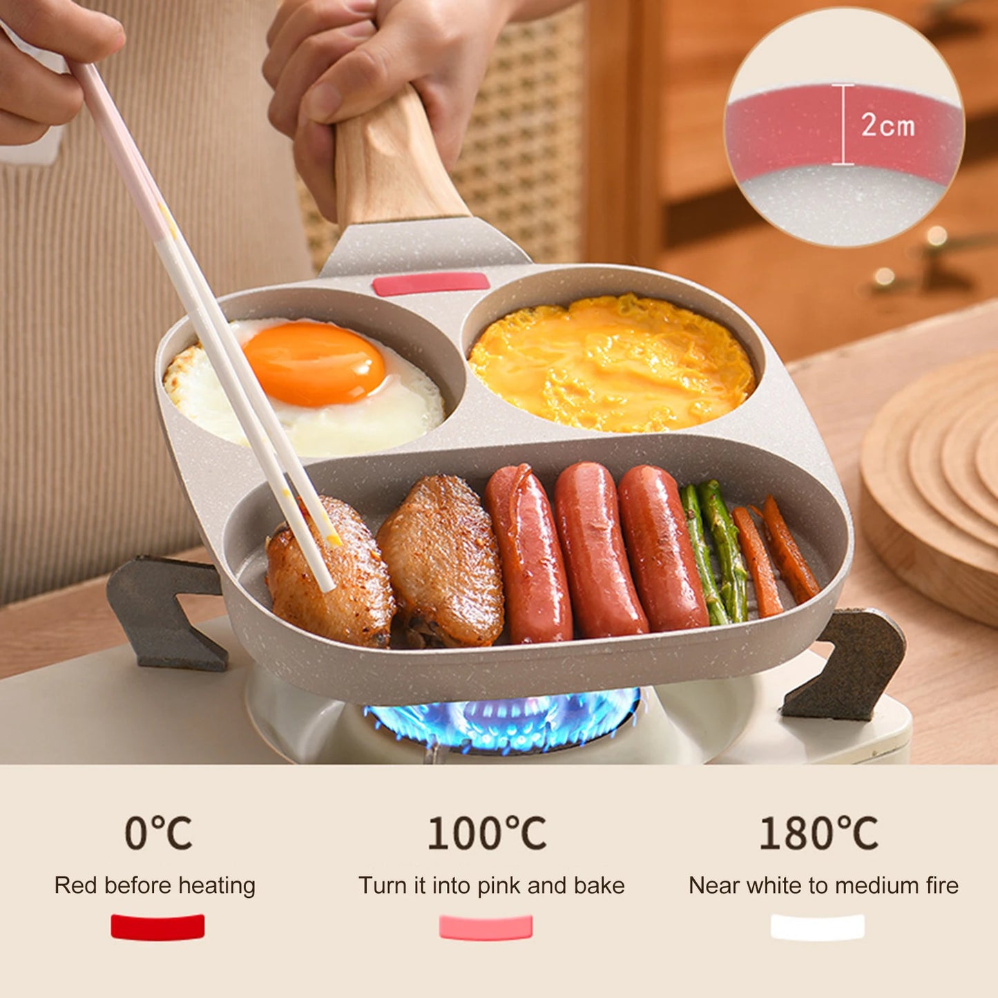 2-4 Holes Frying Pot Pan Thickened Omelet Pan Non-stick Egg Pancake Steak Pan Cooking Egg Ham Pans Breakfast Maker Cookware Pan - Cooky Kitchenware