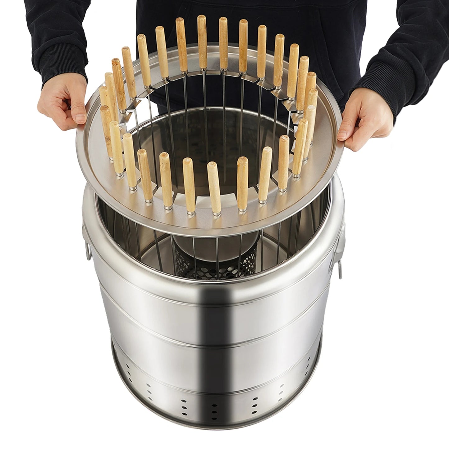 20/28 Skewers Stainless Steel Wrap-around Grill Charcoal Grill Smokeless Grill Cooking Grate Portable Camping Barbecue Tools