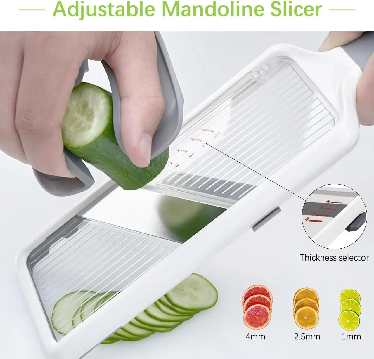 Handheld Mandoline Slicer Vegetable Cutter With Safety Grip
