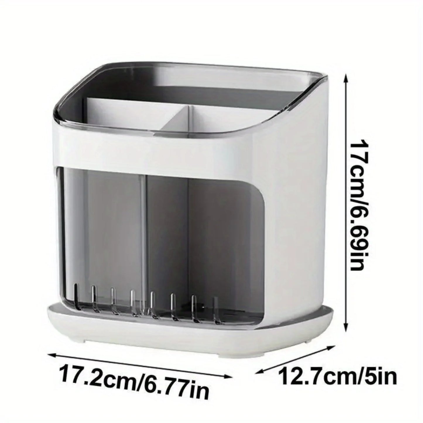 Countertop Plastic Utensil Holder - 3 Grids - Fork, Spoon, Chopstick - Detachable Kitchen Bucket - Organizers & Accessories - Cooky Kitchenware