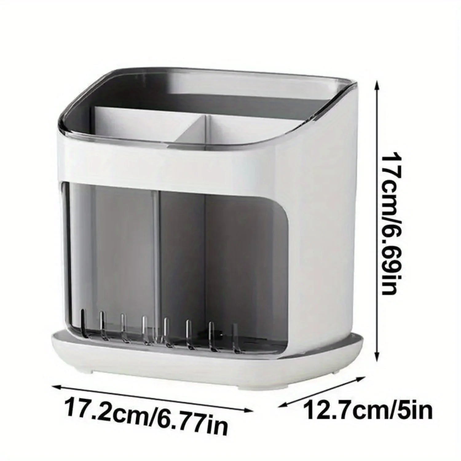 Countertop Plastic Utensil Holder - 3 Grids - Fork, Spoon, Chopstick - Detachable Kitchen Bucket - Organizers & Accessories - Cooky Kitchenware