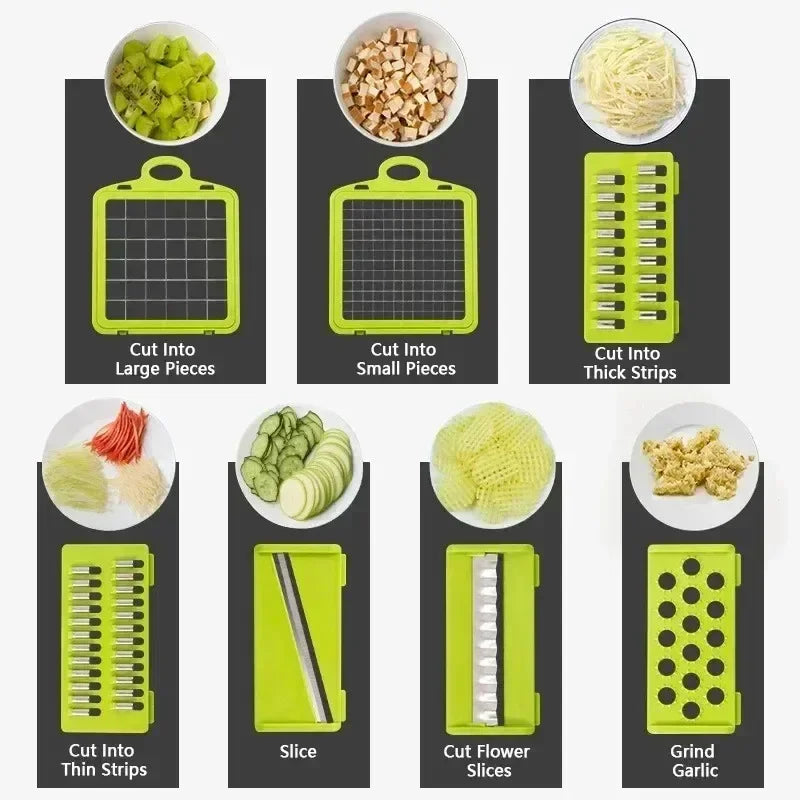 14/16 in 1 Handle Multifunctional Vegetable Chopper Food Grate Food Chopper Vegetable Slicer Dicer Cut Kitchen Items cocina - Cooky Kitchenware