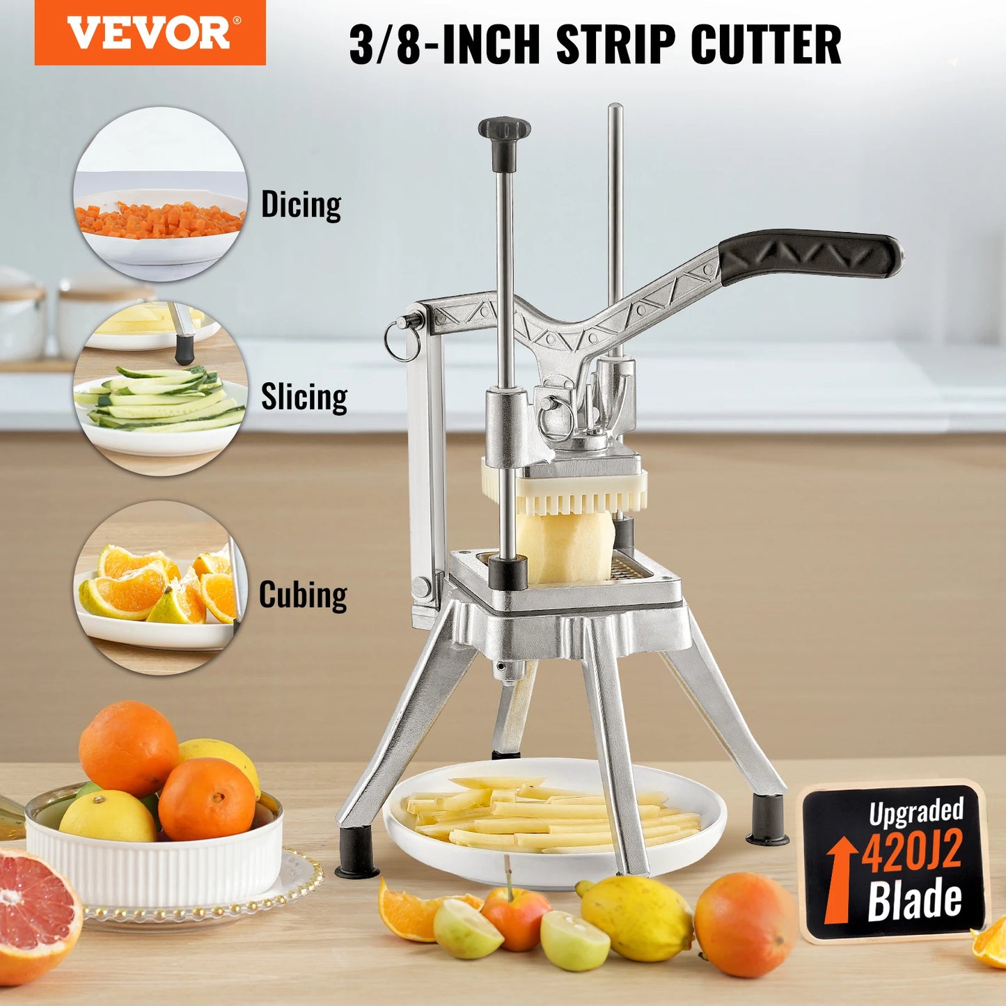 VEVOR Commercial Vegetable and Fruit Heavy Duty Food Dicer French Fry Cutter Onion Slicer Stainless Steel - Cooky Kitchenware