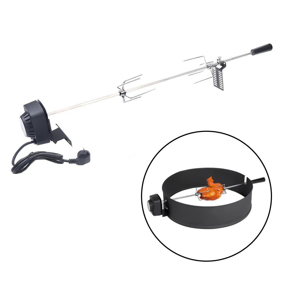 New Electric BBQ Grill Spit Roaster w/ 120 cm long cableRod Outdoor Barbecue Grilling Rotisserie Kit - Cooky Kitchenware