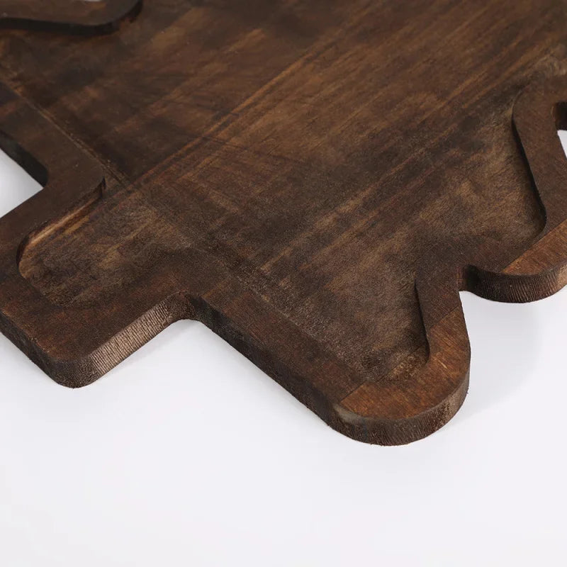 Christmas Cutlery Tray, Cute Household Wooden Christmas Tree, Fruit Dish, Cake, Dessert, Partitioned Wooden Plate