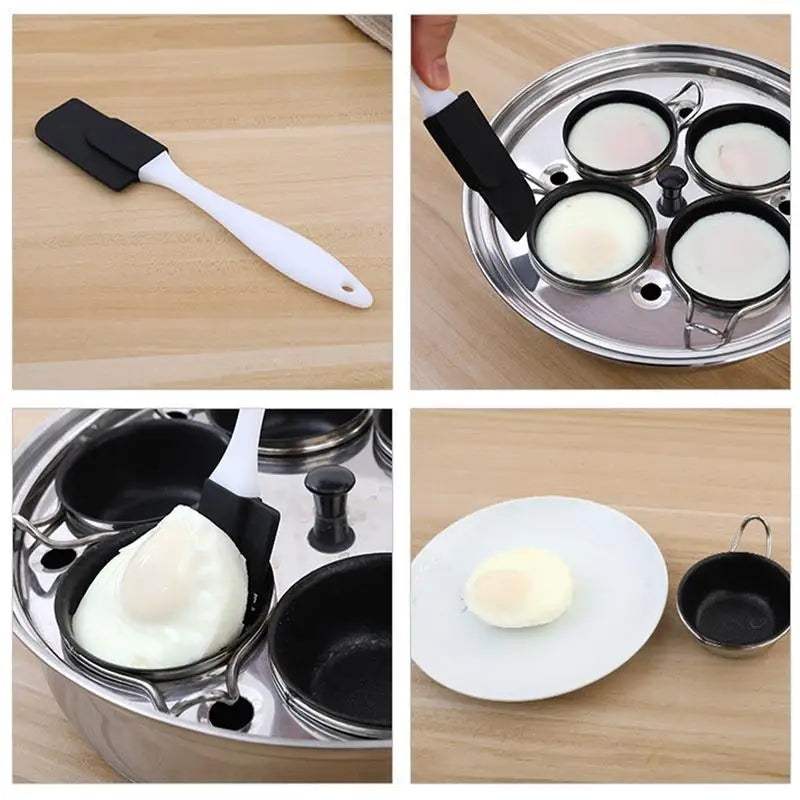 Egg Poacher Pan Stainless Steel Poached kitchen Egg Cooker Perfect Poached Eggs Maker Induction Cooktop Egg Steamer Frying Pans