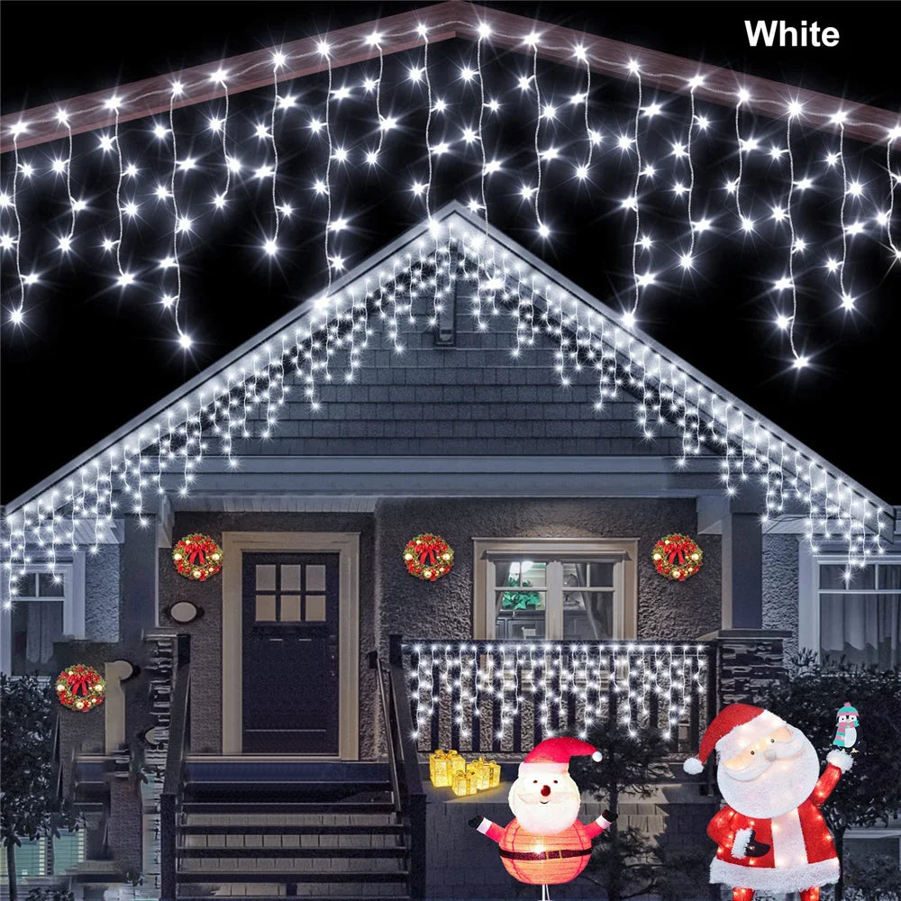 NEW 2024 Christmas Decorations Lights Solar Icicle Curtain Lights 8 Modes Outdoor Waterproof Garden Party New Year Decoration - Cooky Kitchenware