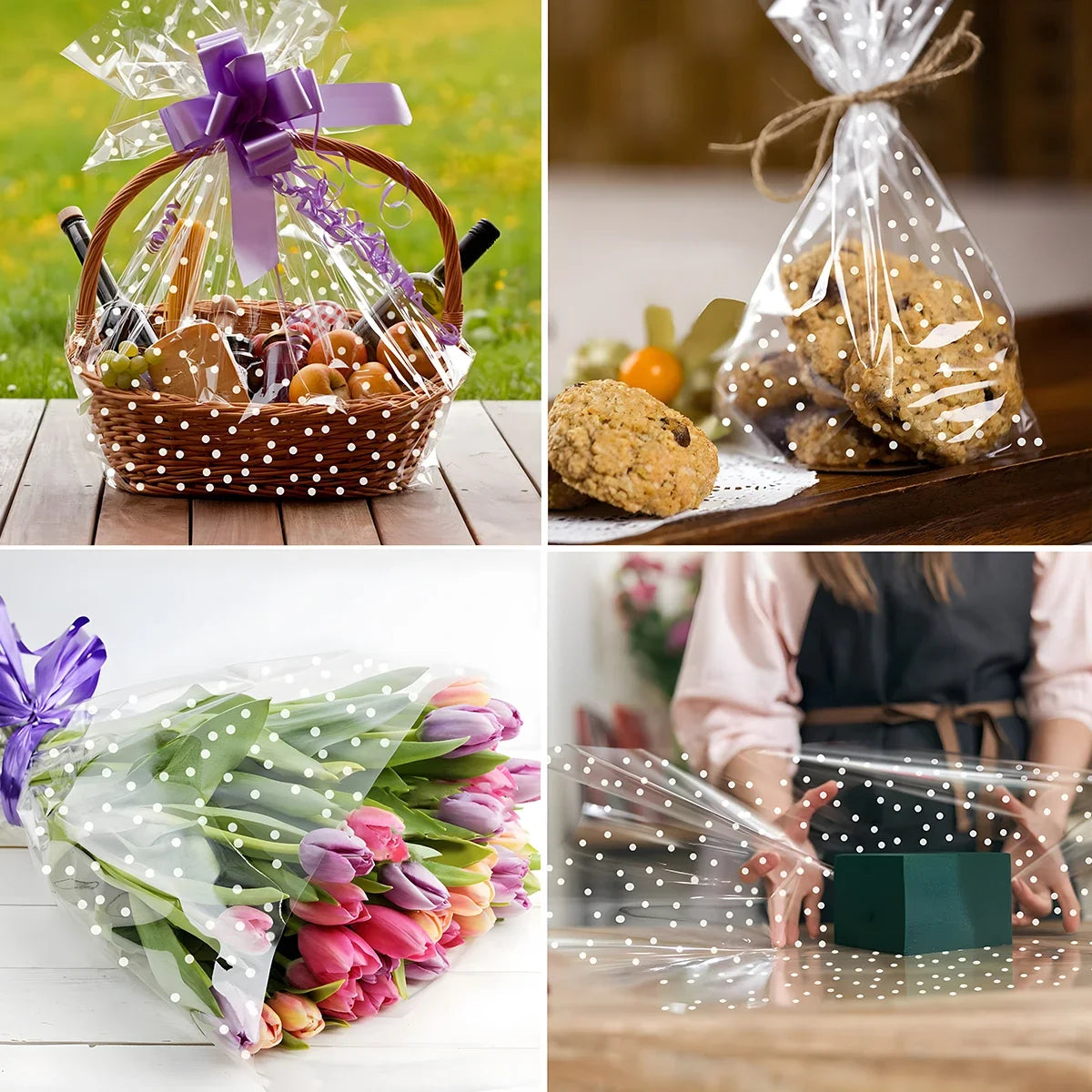 Cellophane Wrap Roll Clear Paper Wrapping Gift Transparent Basket Bags Cello Rolls Flower Baskets Packing Supplies Diy Craft - Cooky Kitchenware