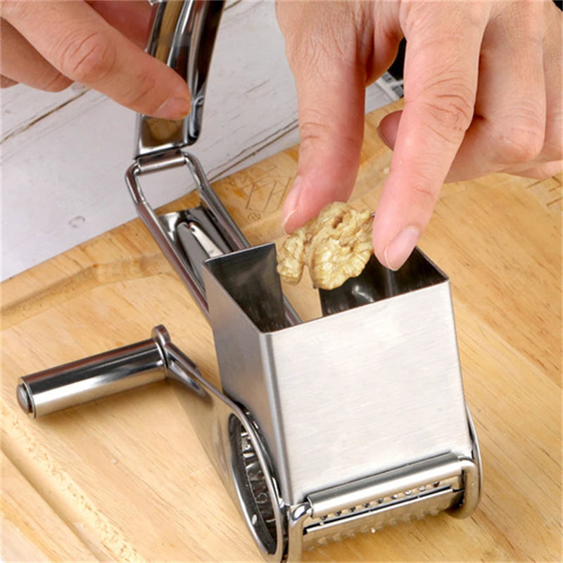 Handheld Stainless Steel Rotary Cheese Grater Kitchen Tool Garlic Carrot Cutter Slicer Shredder Grinder - Cooky Kitchenware