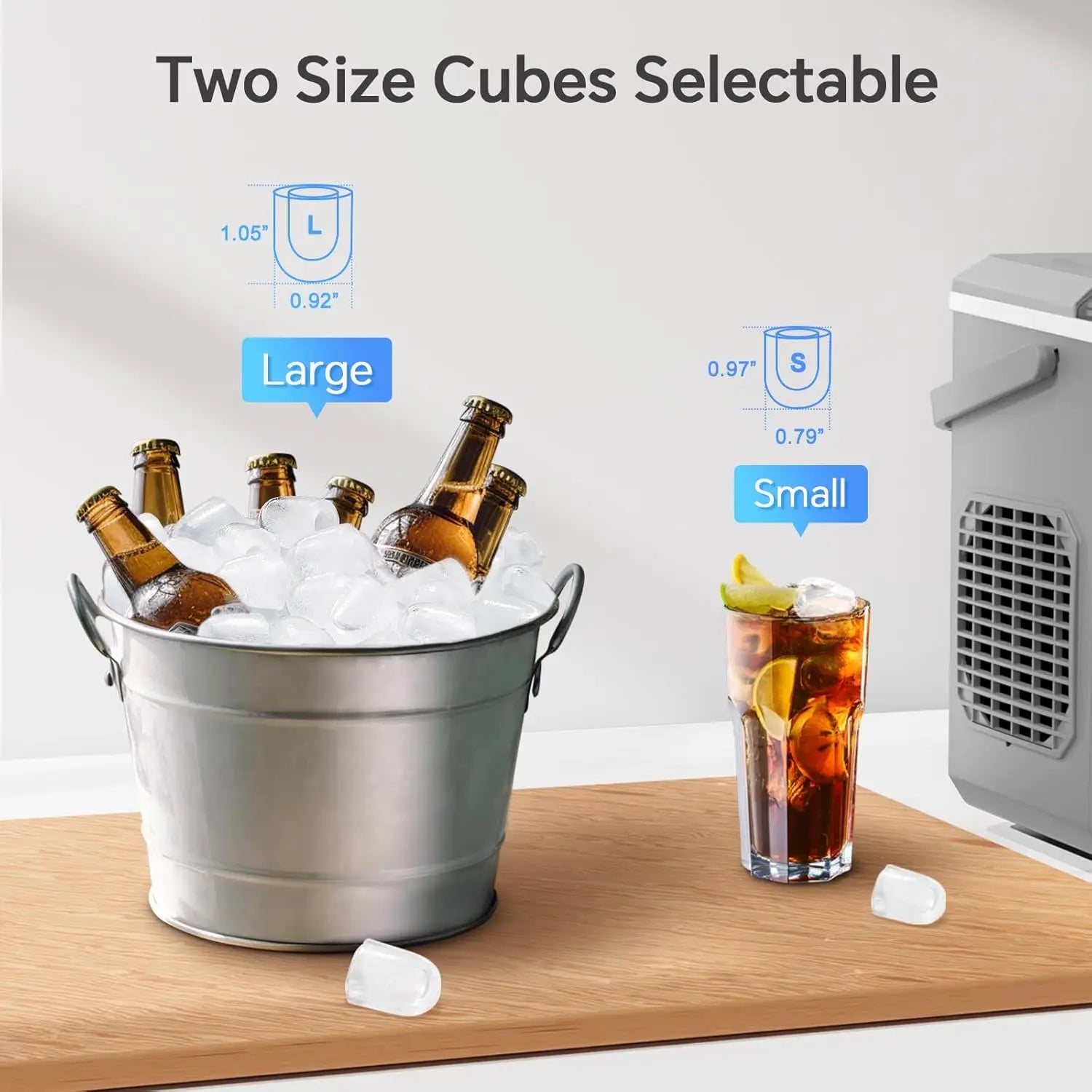 Ice Makers Countertop, Ice Machine with Handle, 26Lbs in 24Hrs, 9 Cubes Ready in 6 Mins, Self-Cleaning Portable Ice Maker(Grey) - Cooky Kitchenware