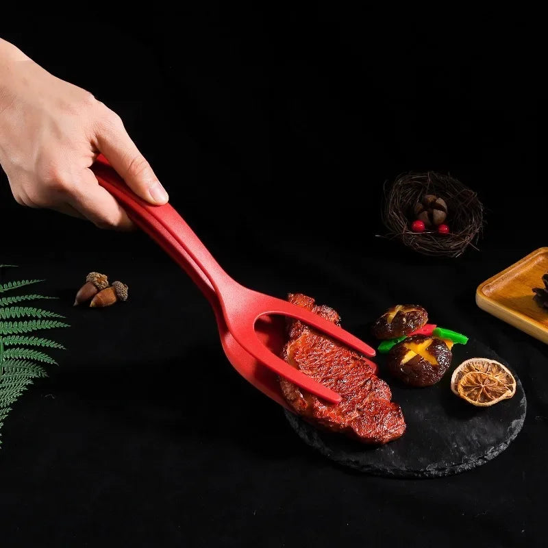 2-in-1 Silicone Tongs & Spatula for Steak, Pancake, Egg, Kitchen Cooking Tools - Cooky Kitchenware