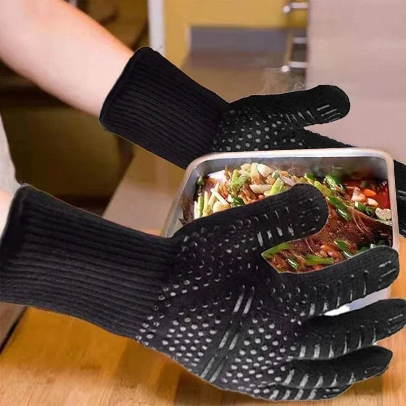 Gloves 1472℉ Heat Resistant Grilling Gloves Silicone Non-Slip Oven Mitts Kitchen Gloves for Barbecue Grilling Cooking Baking - Cooky Kitchenware